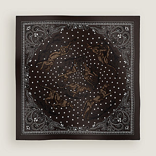 最終価格☆エルメス【HERMES】カレBrodeGuepards Bandana Guepards Bandana embroidered scarf 90 - Brown | Hermès Mainland China